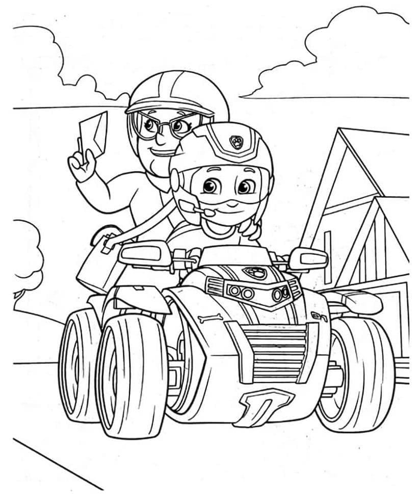 Desenho de Ryder e Srta Marjorie para Colorir