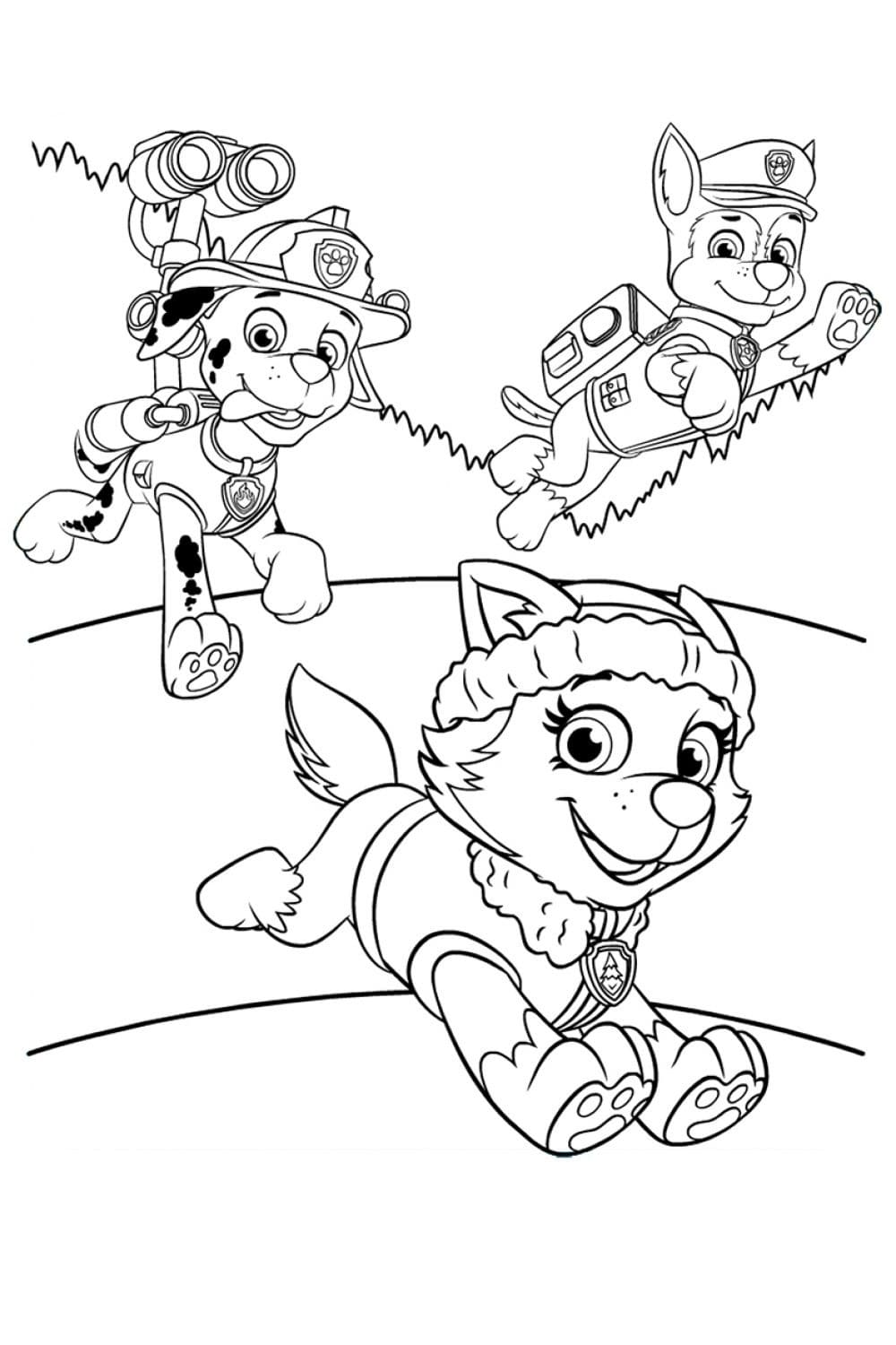 Desenho da Patrulhá Canina em Ação para Pintar
