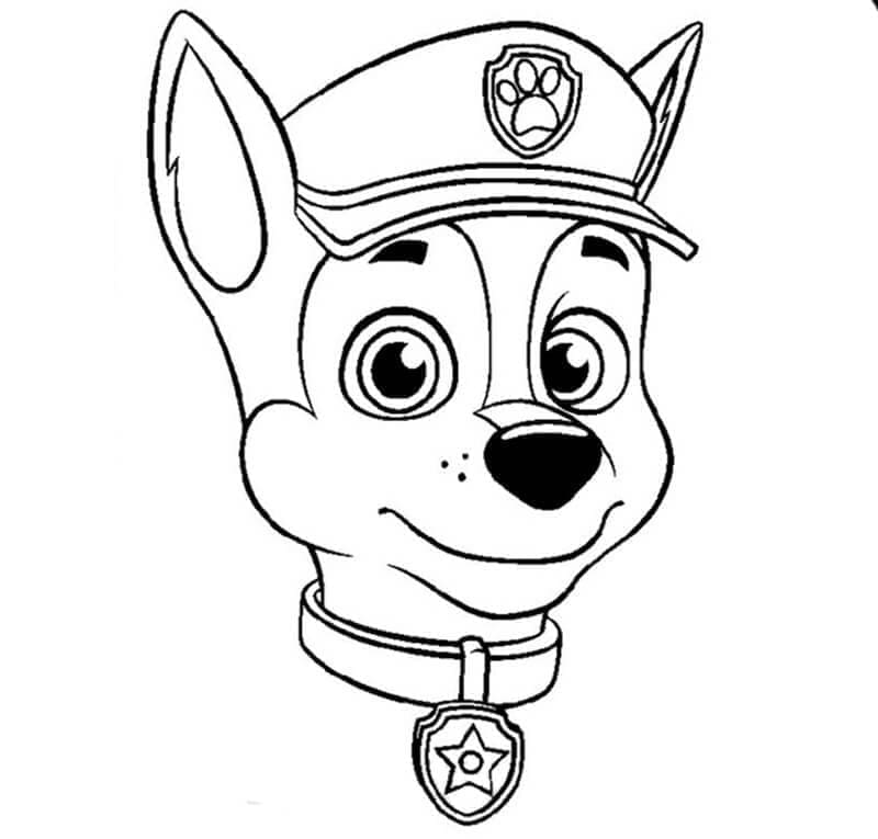 Desenho de Cara de Chase Patrulhá Canina para Colorir