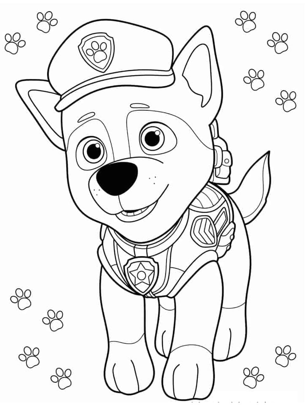 Desenho de Chase Patrulhá Canina Adorável para Colorir