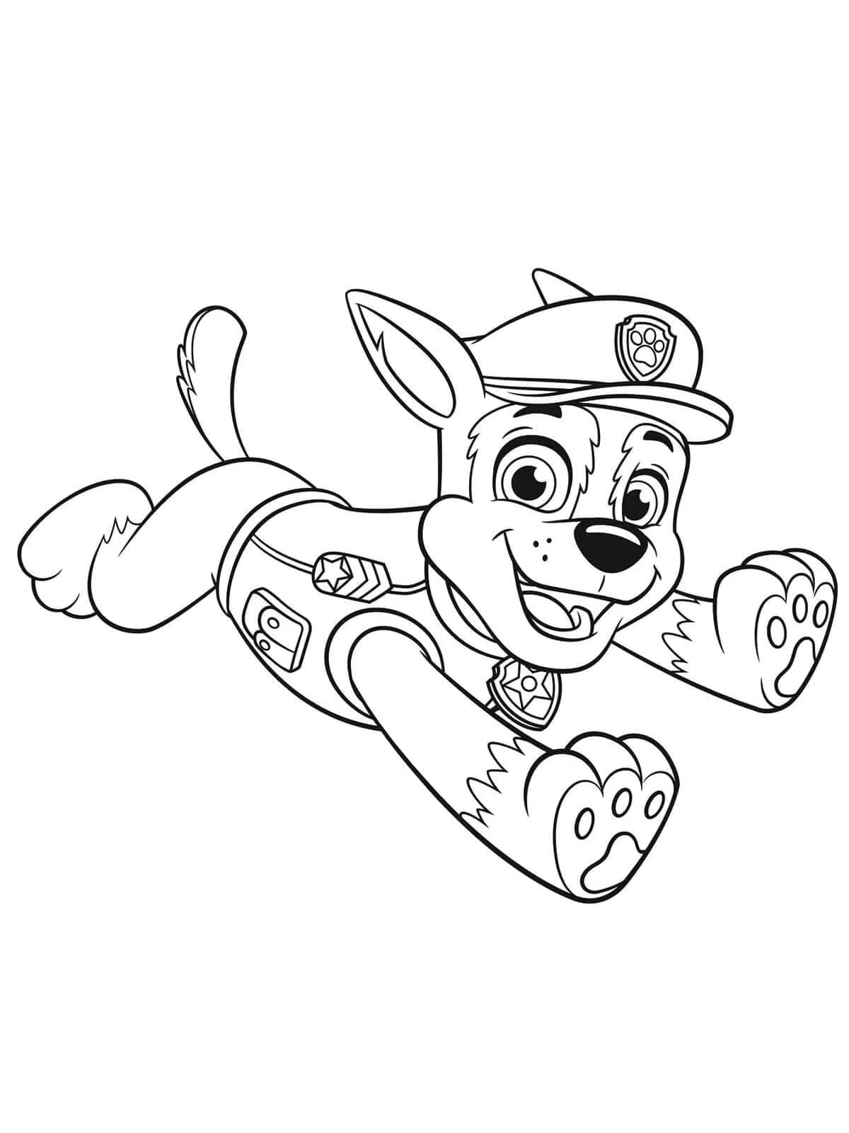 Desenho de Chase Patrulhá Canina Correndo para Colorir