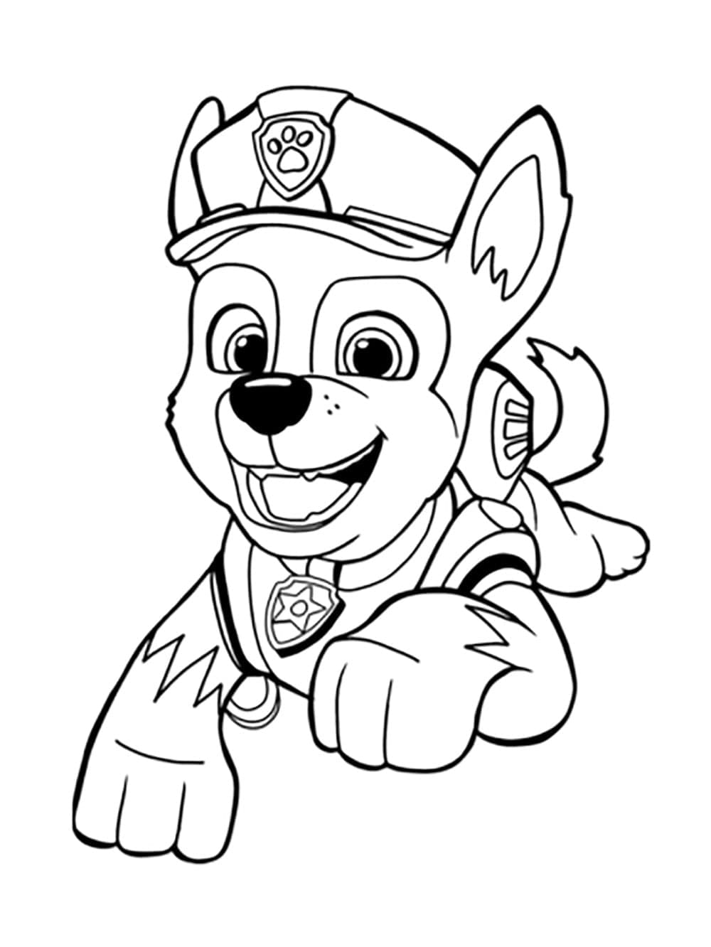 Desenho de Chase Patrulhá Canina Engraçado para Colorir