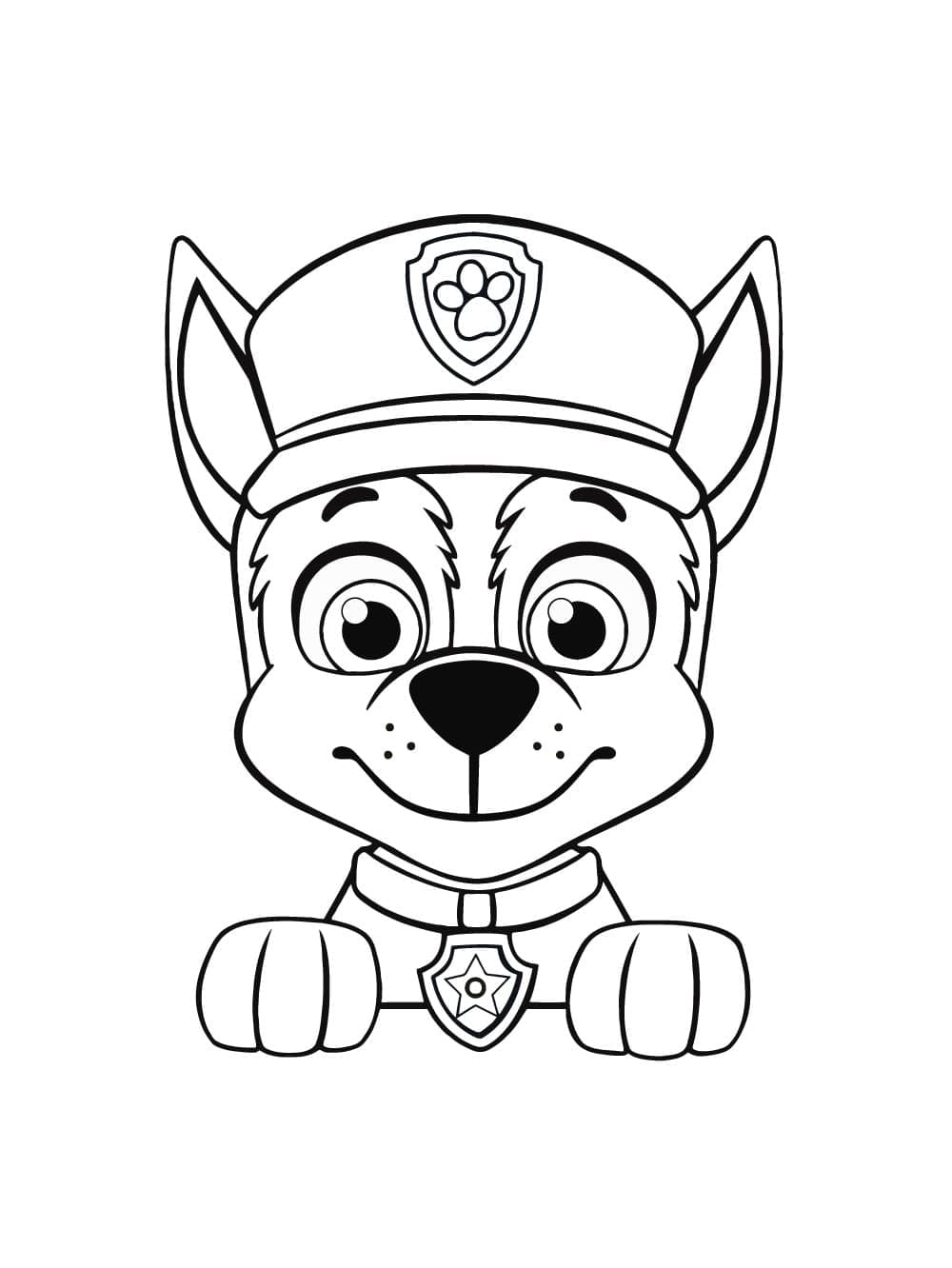 Desenho de Chase Patrulhá Canina Fofo para Colorir