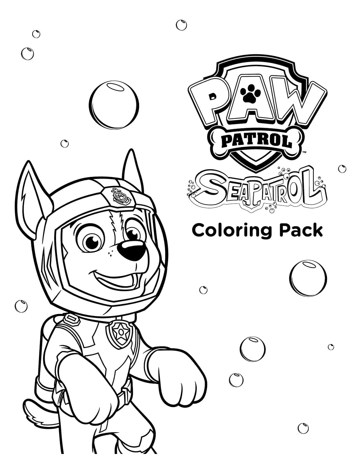 Desenho de Chase Patrulhá Canina Grátis para Crianças para Colorir