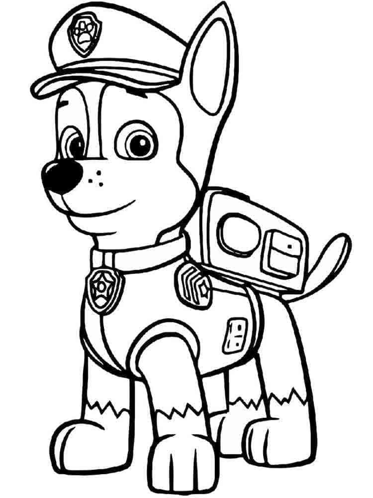 Desenho de Chase Patrulhá Canina Sorridente para Colorir