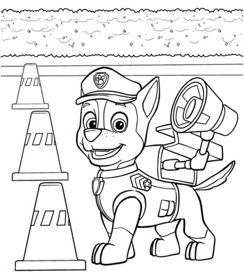Desenho de Chase Sorridente para Colorir
