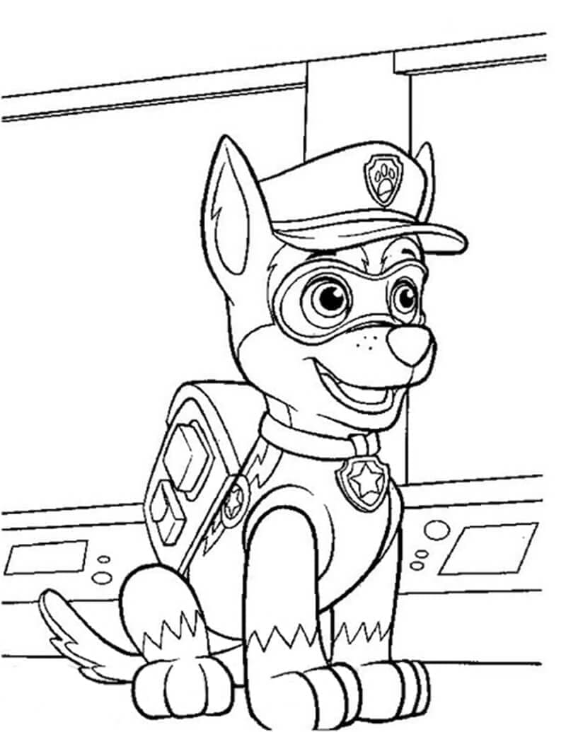 Desenho de Patrulhá Canina Chase para Colorir