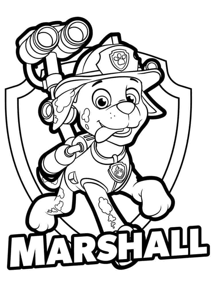 Desenho de Patrulhá Canina Marshall Amigável para Colorir