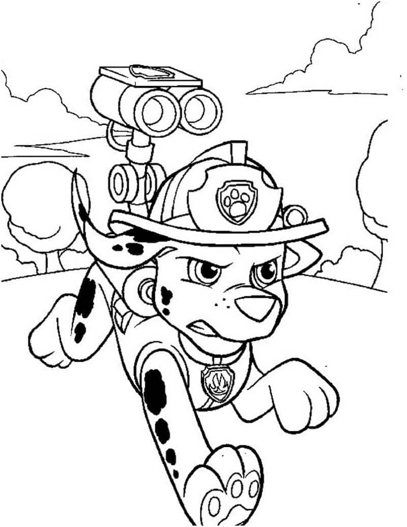 Desenho de Patrulhá Canina Marshall Correndo para Colorir