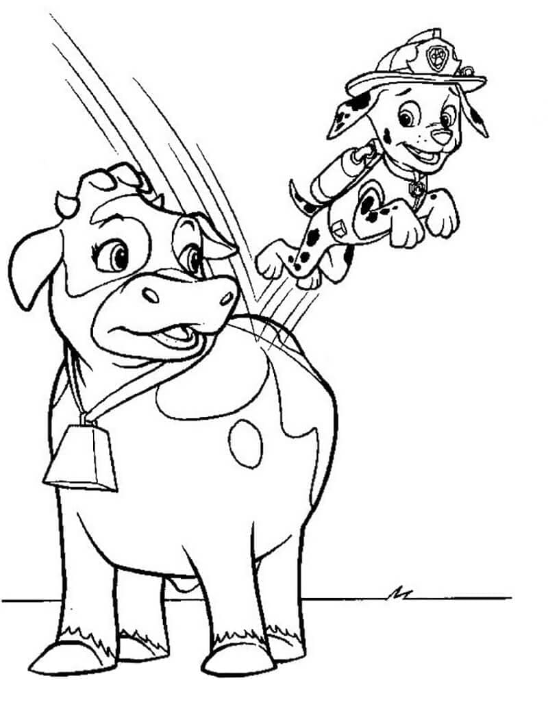 Desenho de Patrulhá Canina Marshall e Bettina para Colorir