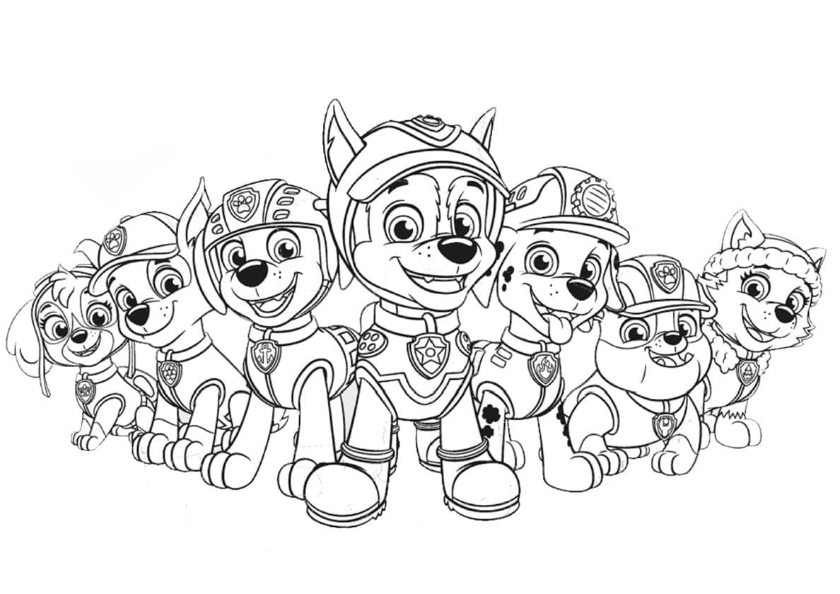 Desenho de Personagens em Patrulhá Canina para Colorir