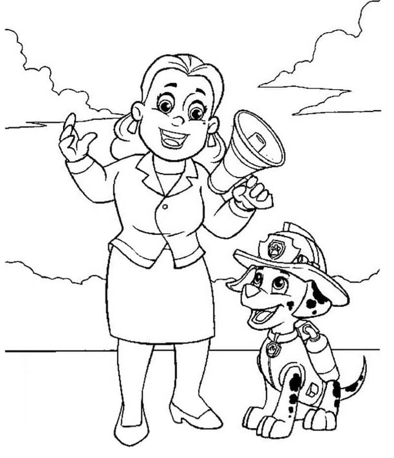 Desenho de Prefeita Goodway e Marshall para Colorir