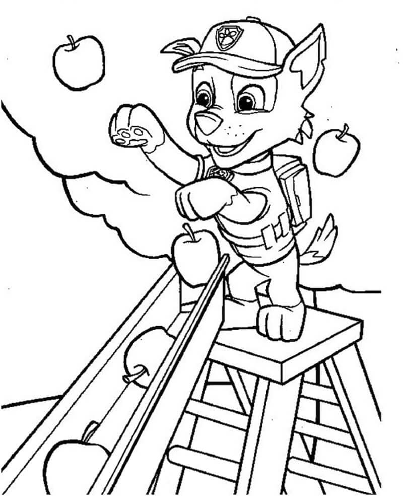 Desenho de Rocky com Maçãs para Colorir
