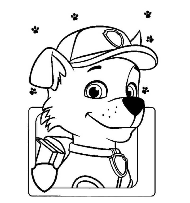 Desenho de Rocky Patrulhá Canina Feliz para Colorir