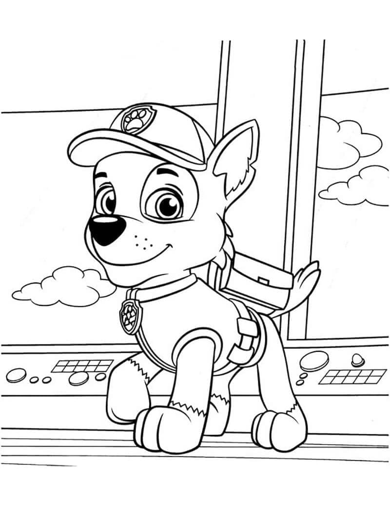 Desenho de Rocky Patrulhá Canina Grátis para Crianças para Colorir