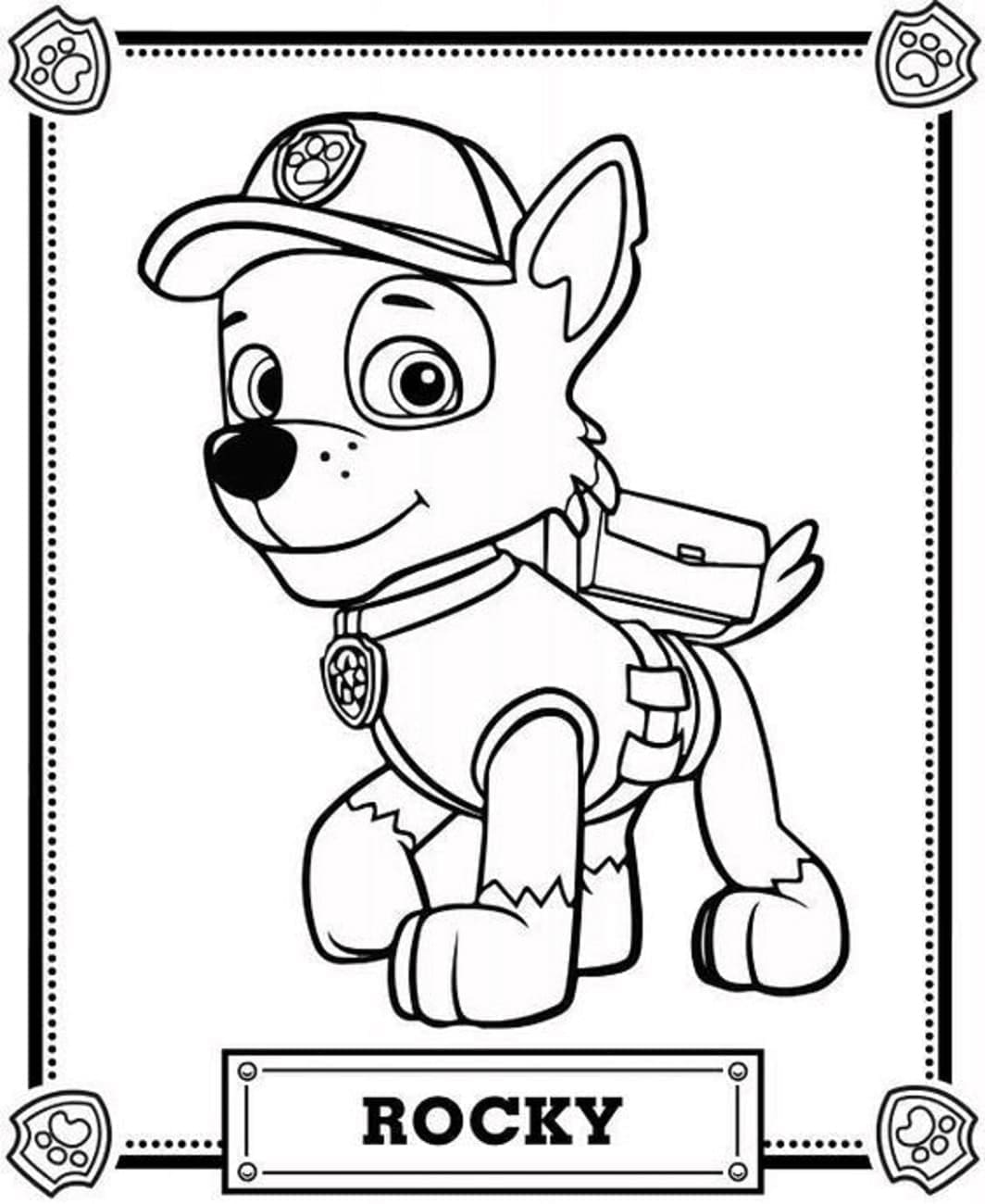 Desenho de Rocky Patrulhá Canina Sorridente para Colorir