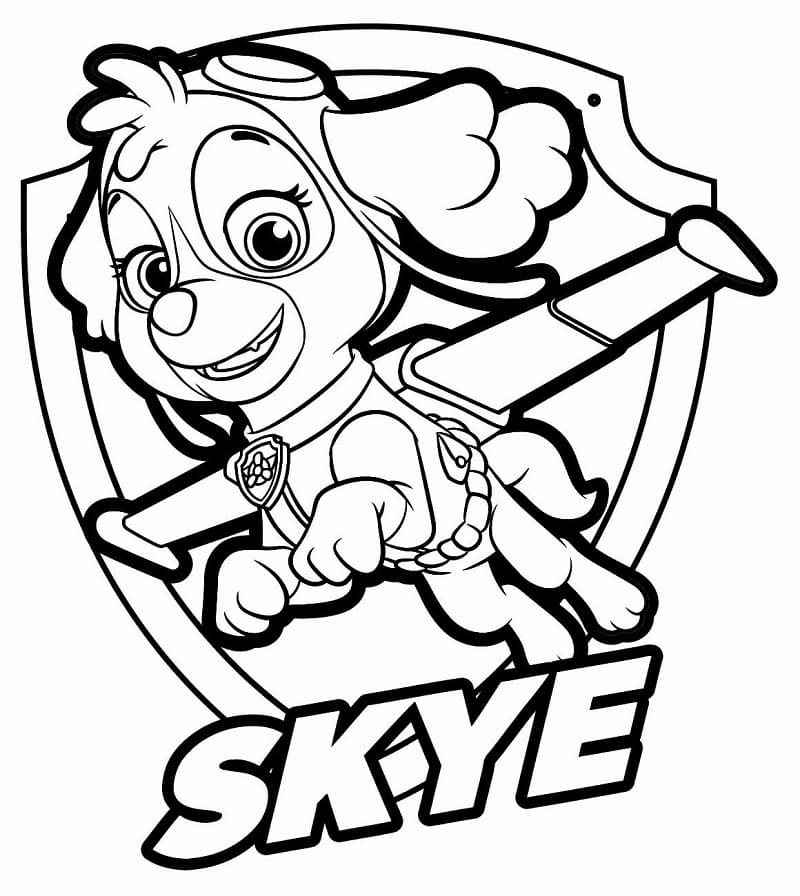 Desenho de Skye da Patrulhá Canina Pdf Imprimivel