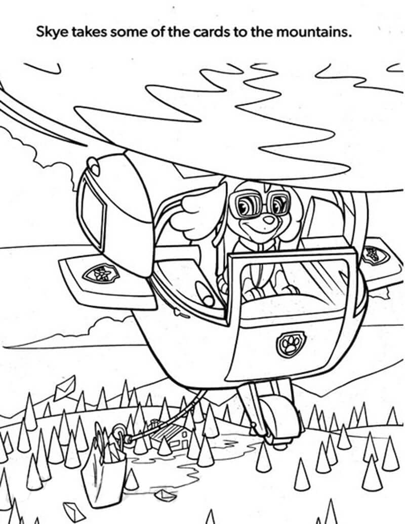 Desenho de Skye no Helicóptero para Colorir