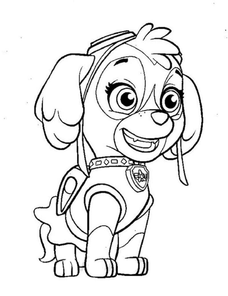 Desenho de Skye Patrulhá Canina Feliz para Colorir