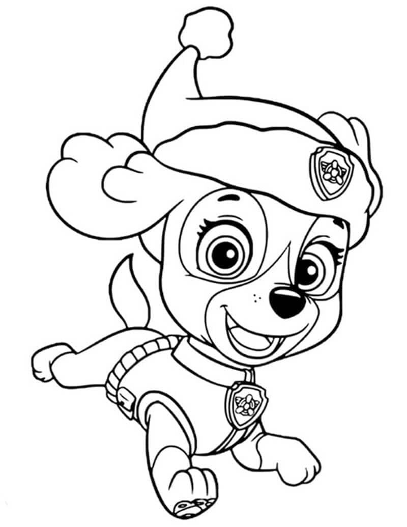 Desenho de Skye Patrulhá Canina no Natal para Colorir
