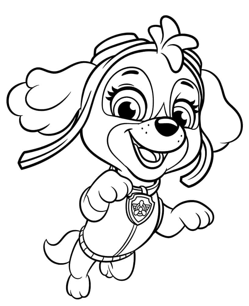 Desenho de Skye Patrulhá Canina Sorridente para Colorir