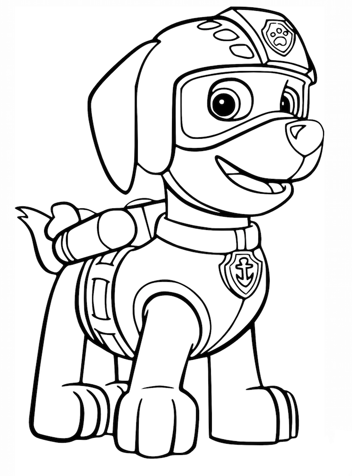 Desenho de Zuma com Uniforme da Patrulha Canina para Colorir Grátis