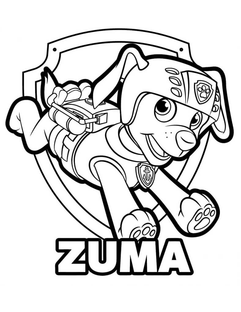 Desenho de Zuma da Patrulhá da Pata em Pdf para Colorir