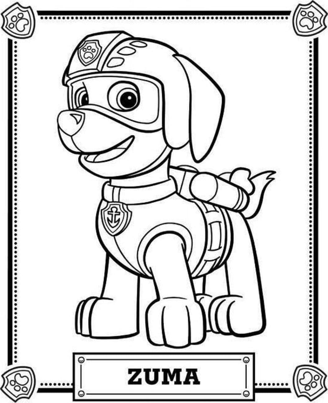 Desenho de Zuma Patrulhá Canina Adorável para Colorir