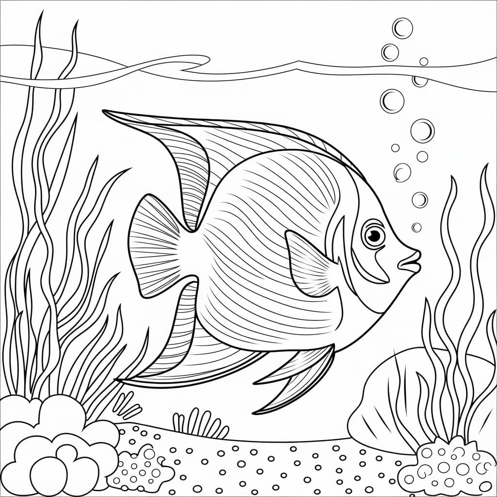 Desenho de Peixe Anjo Baixar Grátis para Colorir