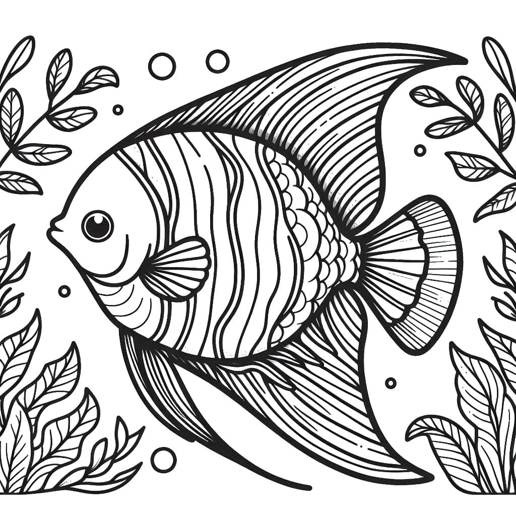 Desenho de Peixe Anjo Bonito para Colorir