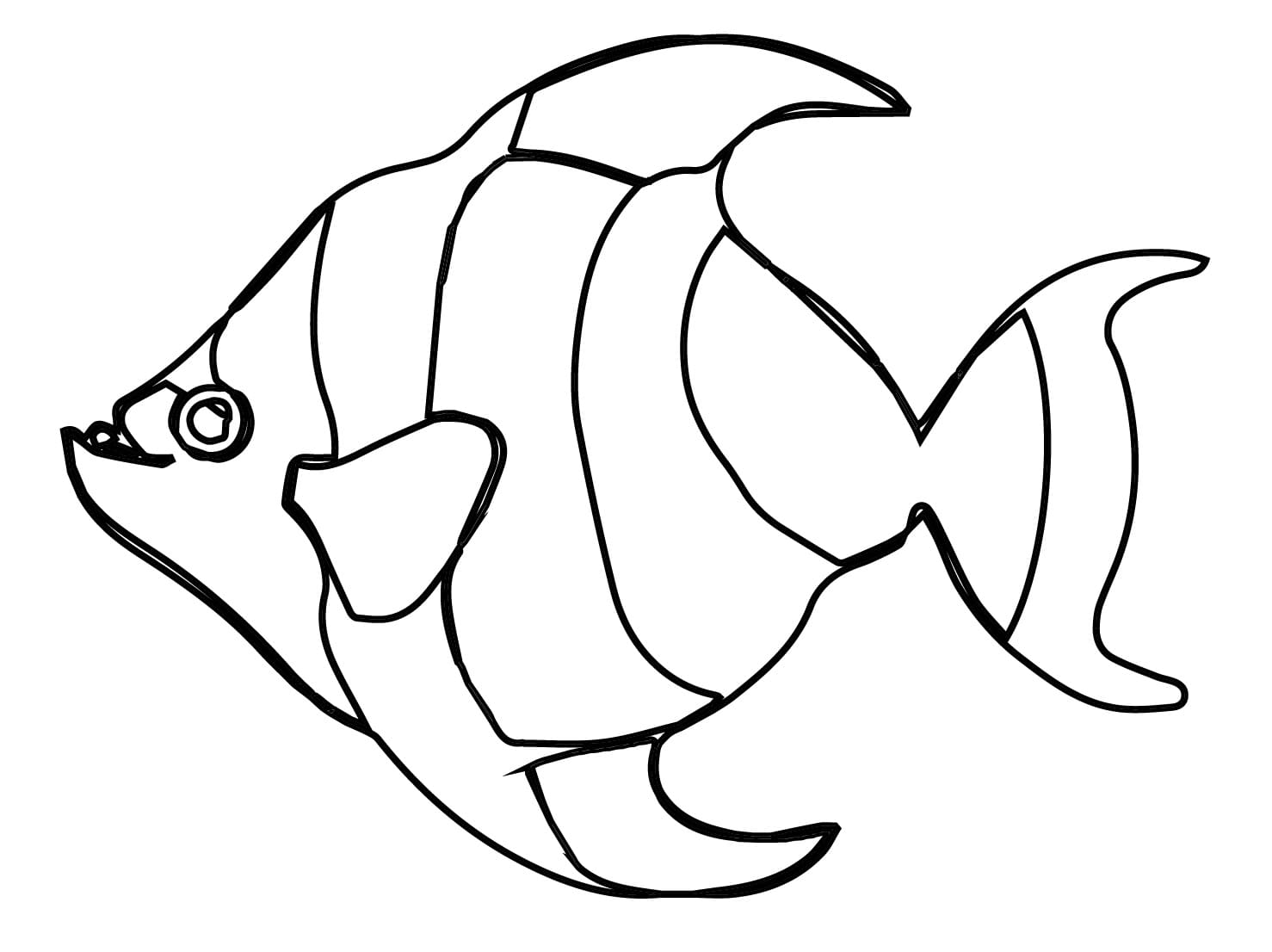 Desenho de Peixe Anjo Colorido para Colorir