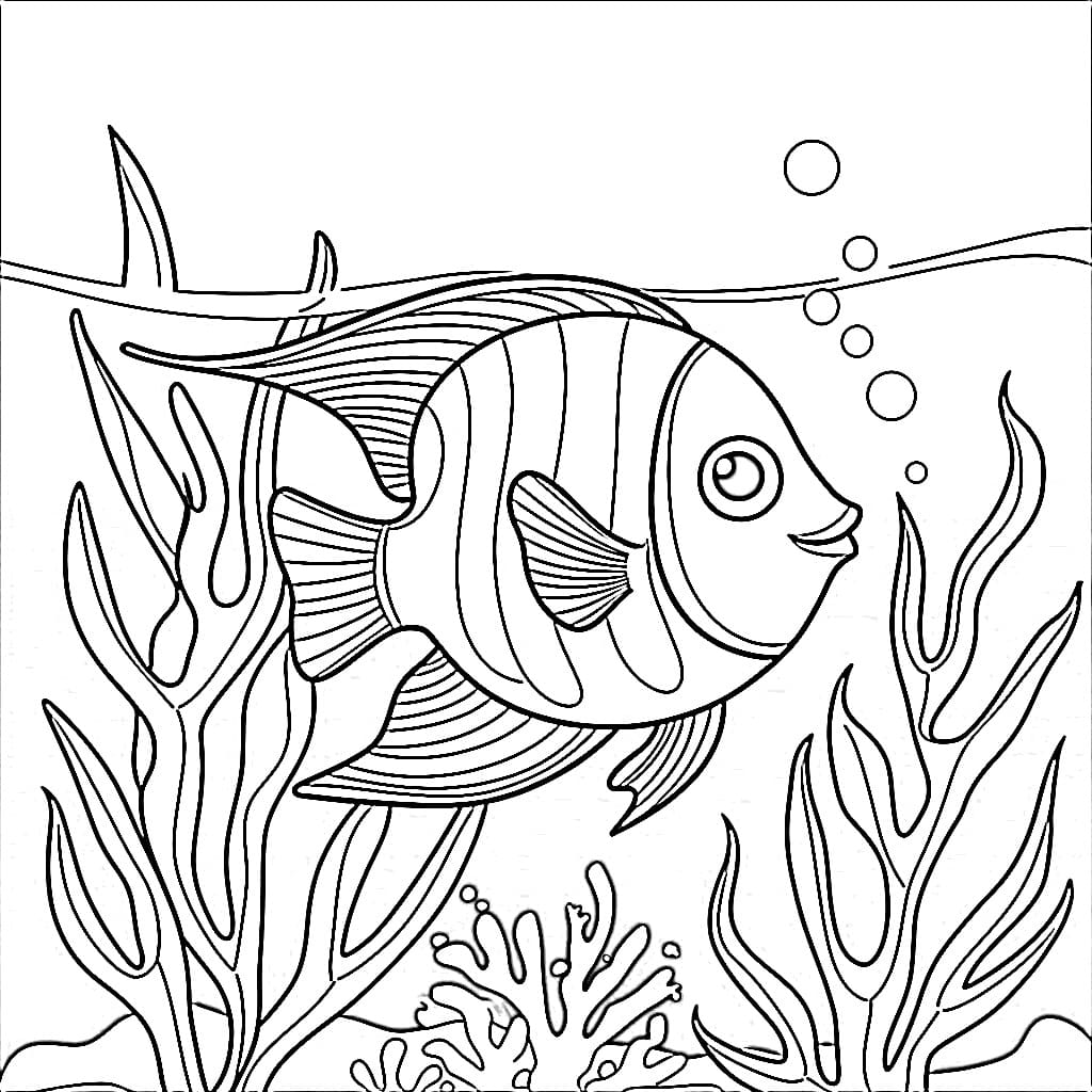 Desenho de Peixe Anjo Desenho Fácil para Colorir