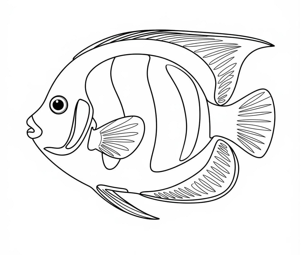 Desenho de Peixe Anjo Download Pdf para Colorir