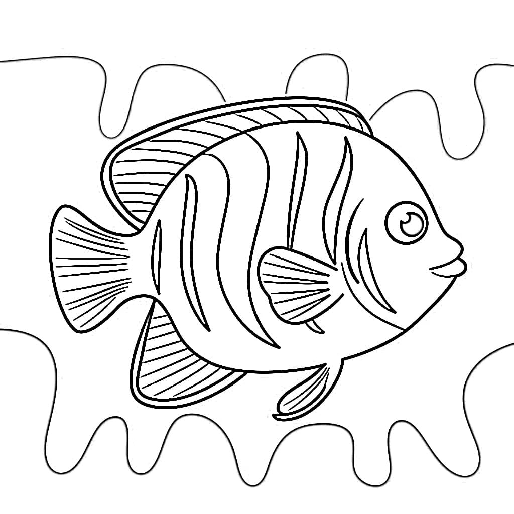 Desenho de Peixe Anjo Grátis para Colorir
