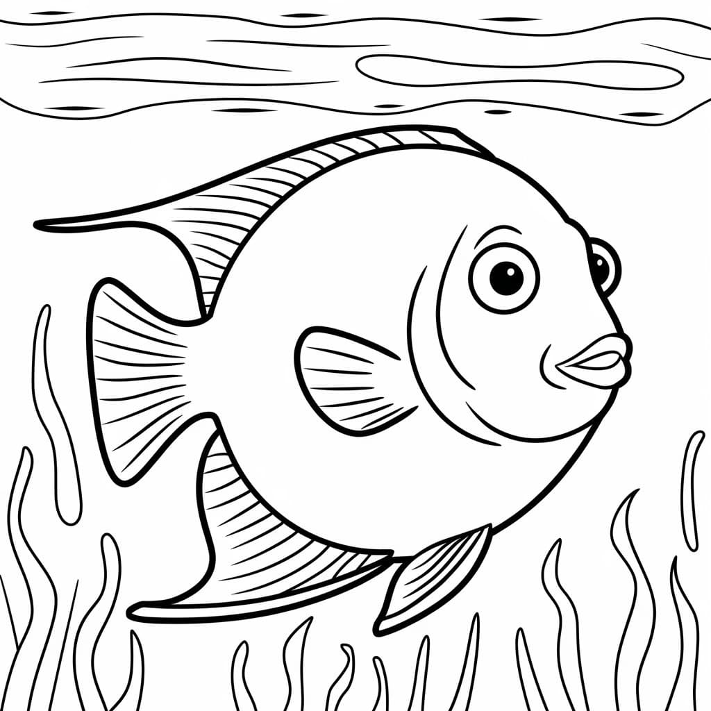 Desenho de Peixe Anjo Infantil para Colorir