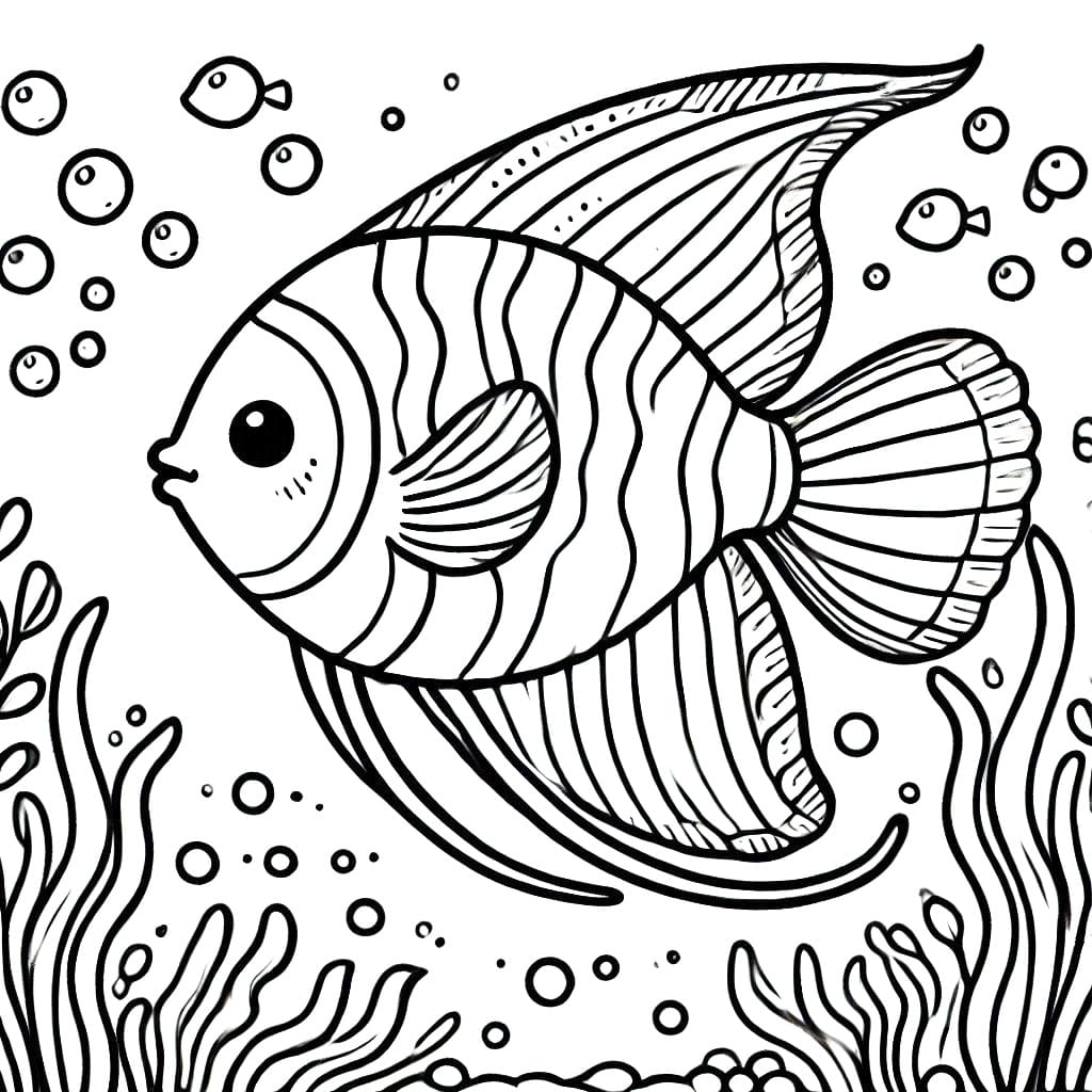 Desenho de Peixe Anjo para Colorir Giz de Cera