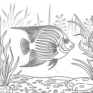 Desenho de Peixe Anjo Simples para Colorir