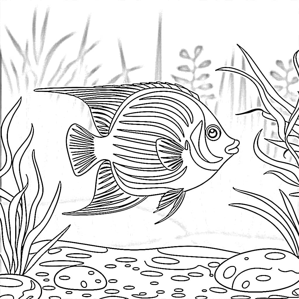 Desenhos de Peixe Anjo para Colorir