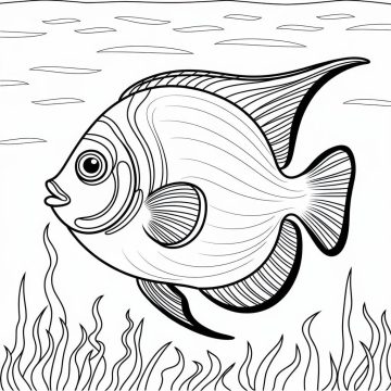 Desenho de Peixe Anjo Tropical para Colorir