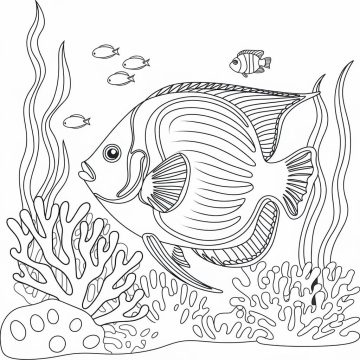 Desenho para Colorir Peixe Anjo