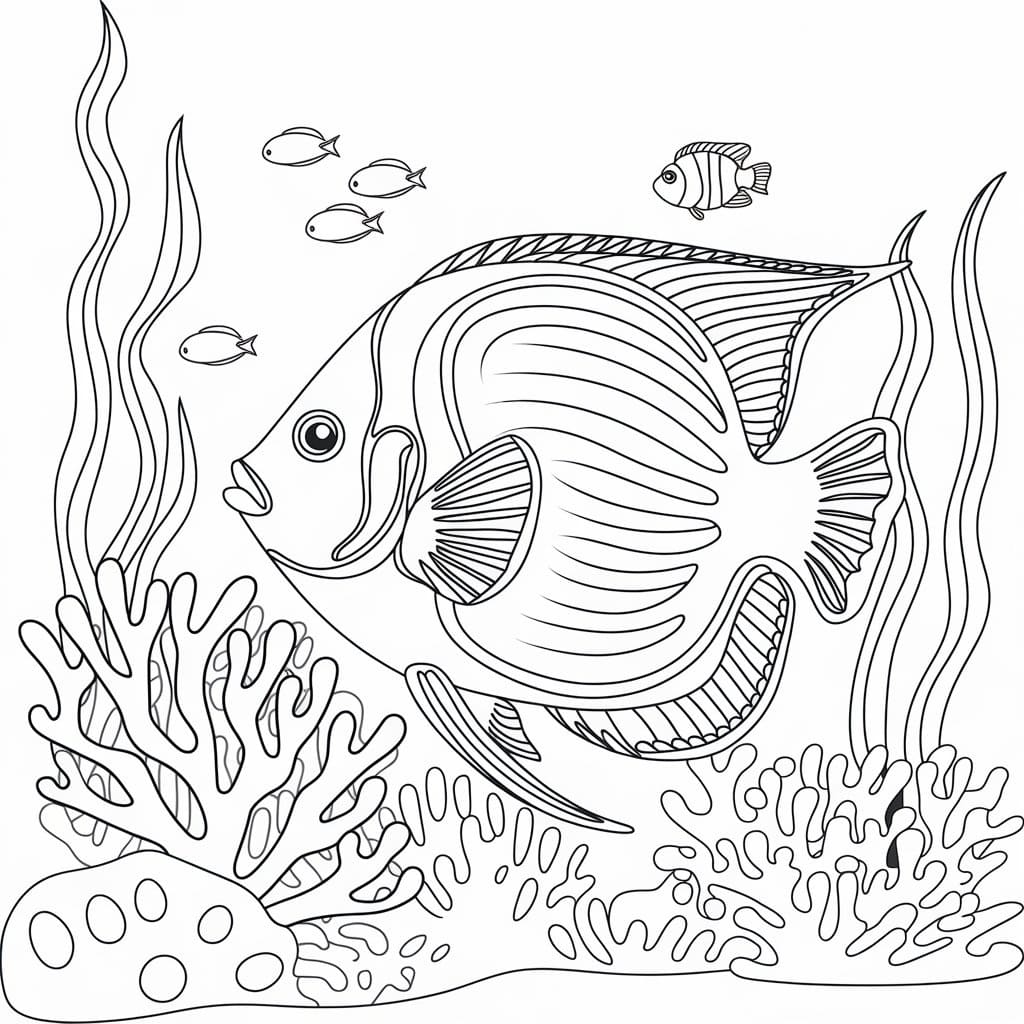 Desenho para Colorir Peixe Anjo
