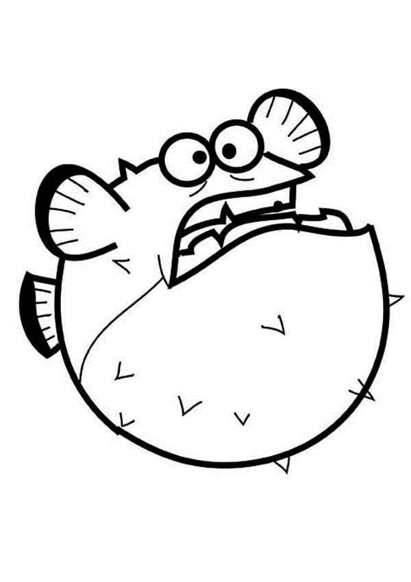 Desenho de Baiacu Animado para Colorir