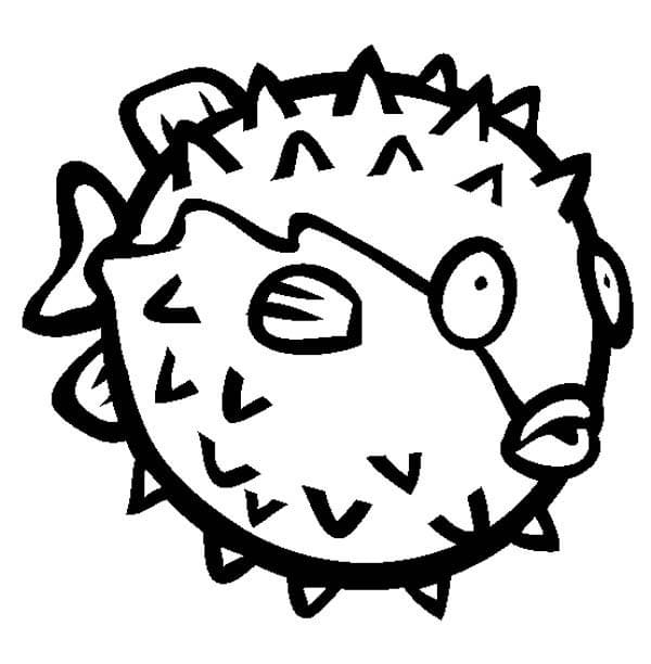 Desenho de Baiacu Fácil para Colorir