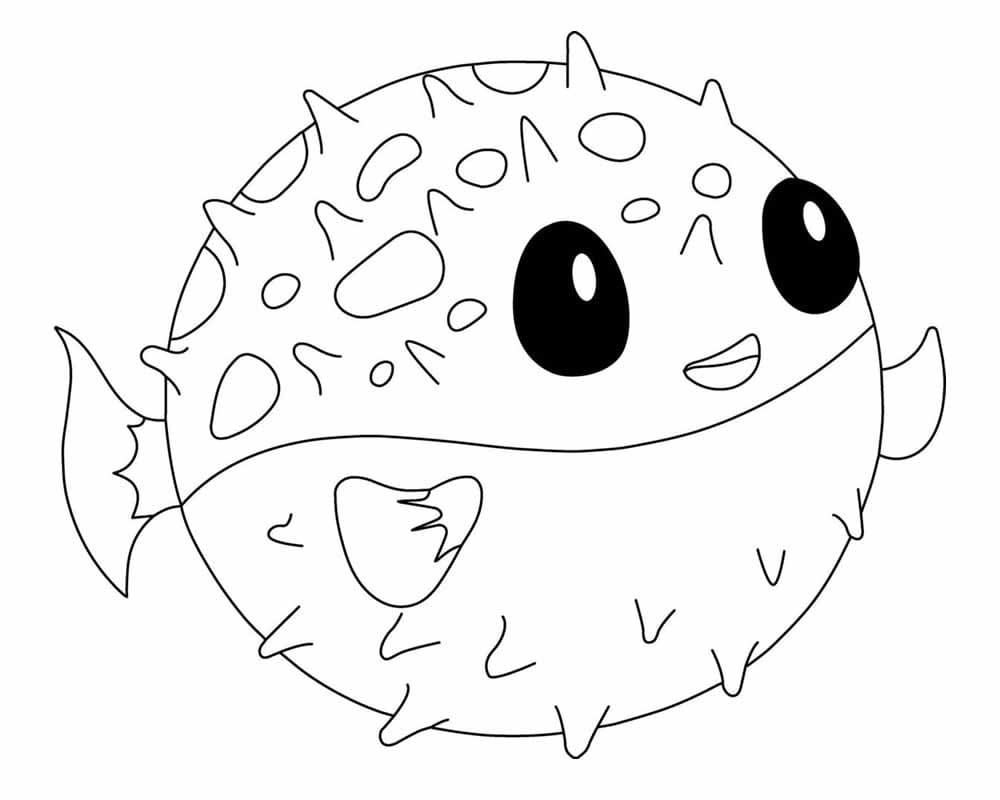 Desenho de Baiacu Fofo para Colorir