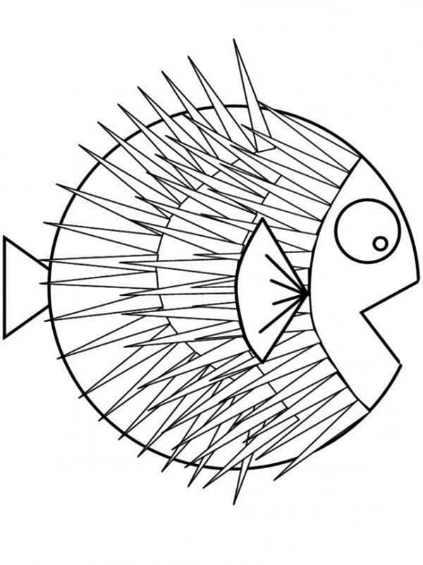 Desenho de Baiacu Simples para Colorir