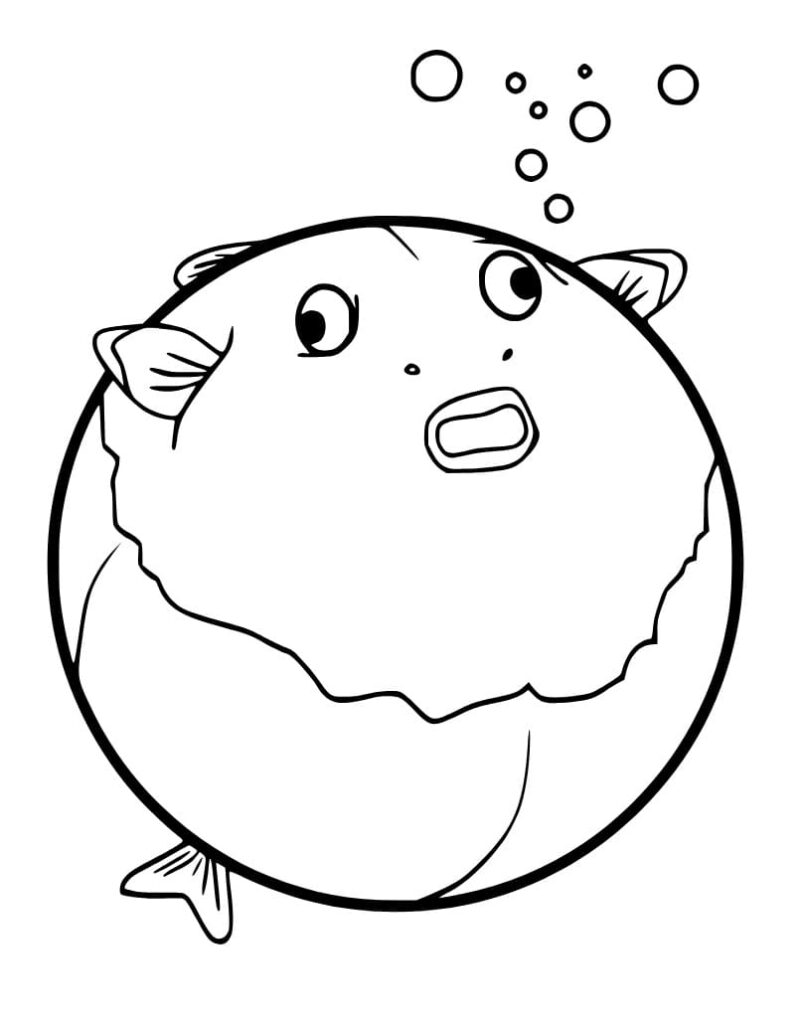 Desenho de um Baiacu Engraçado para Colorir