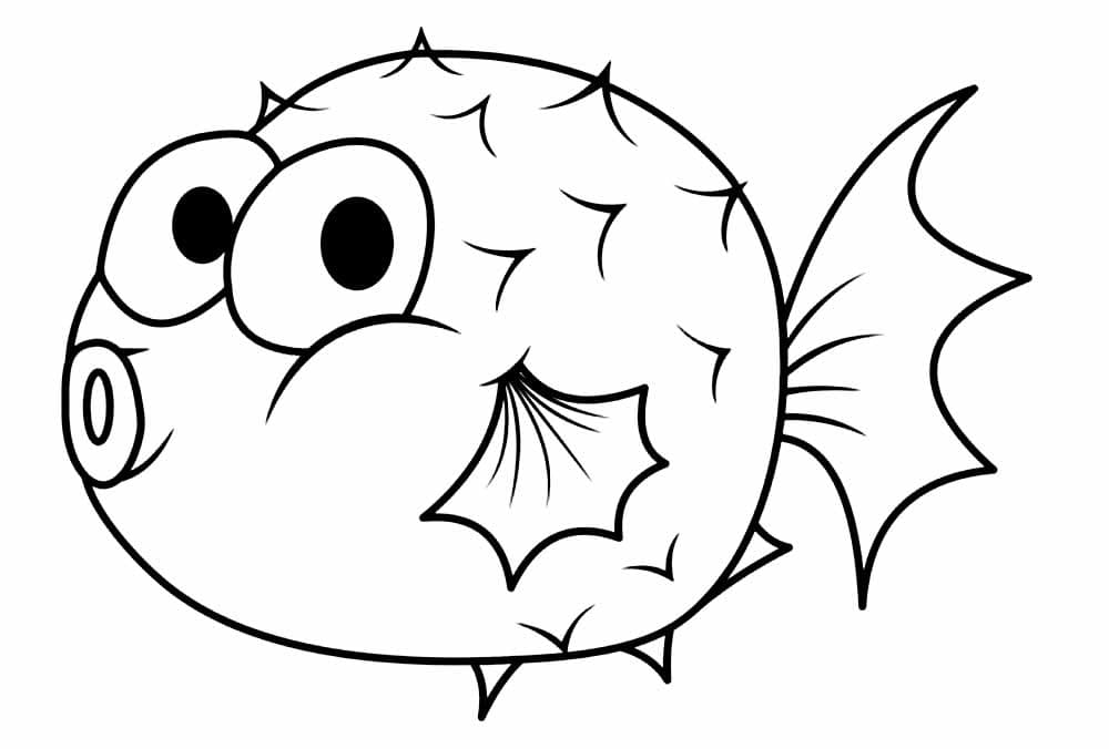 Desenho de um Baiacu Fofo para Colorir