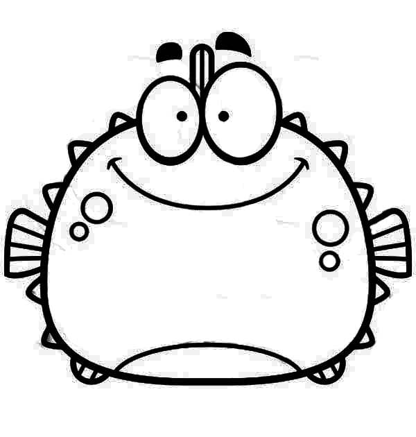 Desenho de um Baiacu Sorridente para Colorir