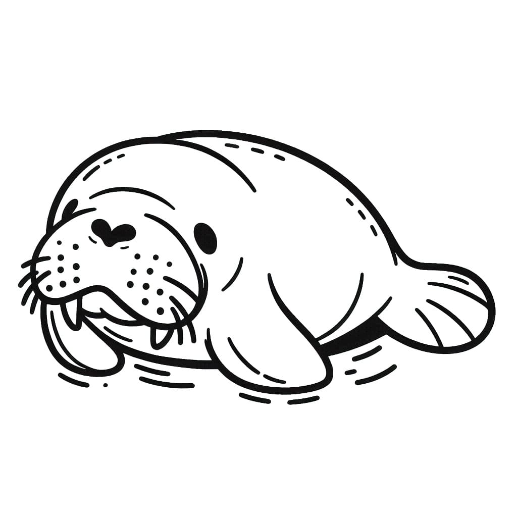 Desenho de Peixe Boi Fofo para Colorir