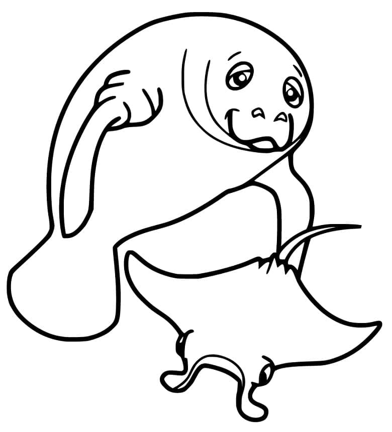 Desenho de Peixe Boi Imprimivel para Colorir